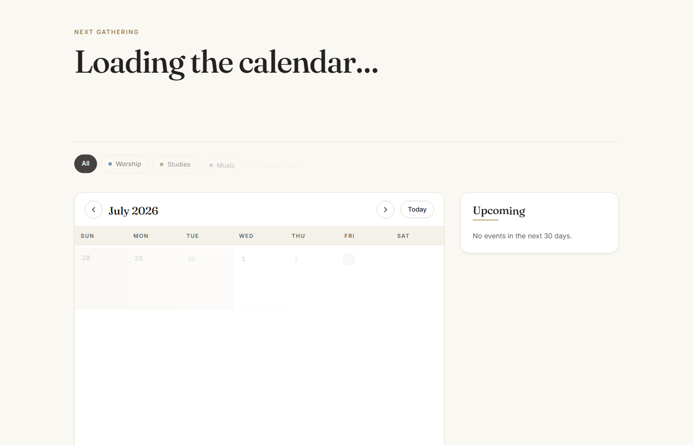 CBC Socials church calendar